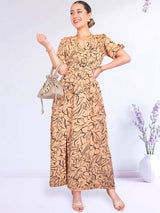 MAXIVESTIDO FULL BOBOS DOBLE PRETINA ESTAMPADO DURAZNO