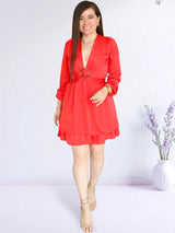VESTIDO CORTO 2 CAPAS CON HEBILLA ROJO ENTERO