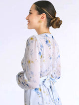 MAXIVESTIDO HEBILLA BOBO CENTRAL FLORES AZULES