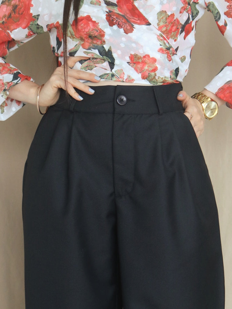 PANTALÓN PALAZO SASTRE NEGRO