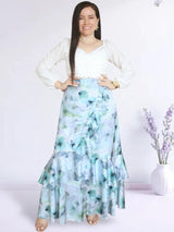 MAXIFALDA VUELOS PEQUEÑOS ESTAMPADO GRIS