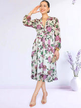 VESTIDO MIDI FULL BOBOS CON PRETINA ESTAMPADO HUESO