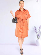 VESTIDO CORTO CAMISERO OVERSIZE MANDARINA ENTERO