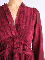 MAXIVESTIDO FULL BOBOS CON PRETINA GUINDA
