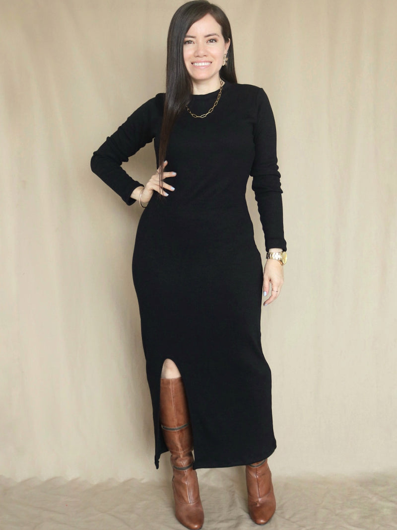 MAXIVESTIDO RIB ABERTURA DELANTERA
