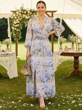 MAXIVESTIDO FULL BOBOS CON PRETINA ESTAMPADO LILA
