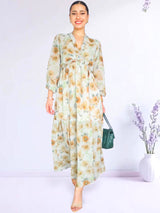 MAXIVESTIDO FULL BOBOS ESTAMPADO VERDE