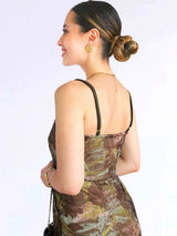 MAXIVESTIDO TIRAS MESH NUDO VERDE