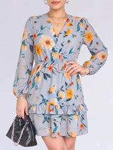 VESTIDO CORTO BOBO CENTRAL ESTAMPADO CELESTE ACERO