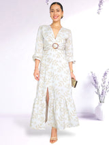 MAXIVESTIDO HEBILLA ESTAMPADO IVORY