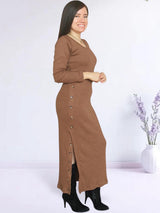 MAXIVESTIDO RIB BOTONES COSTADO