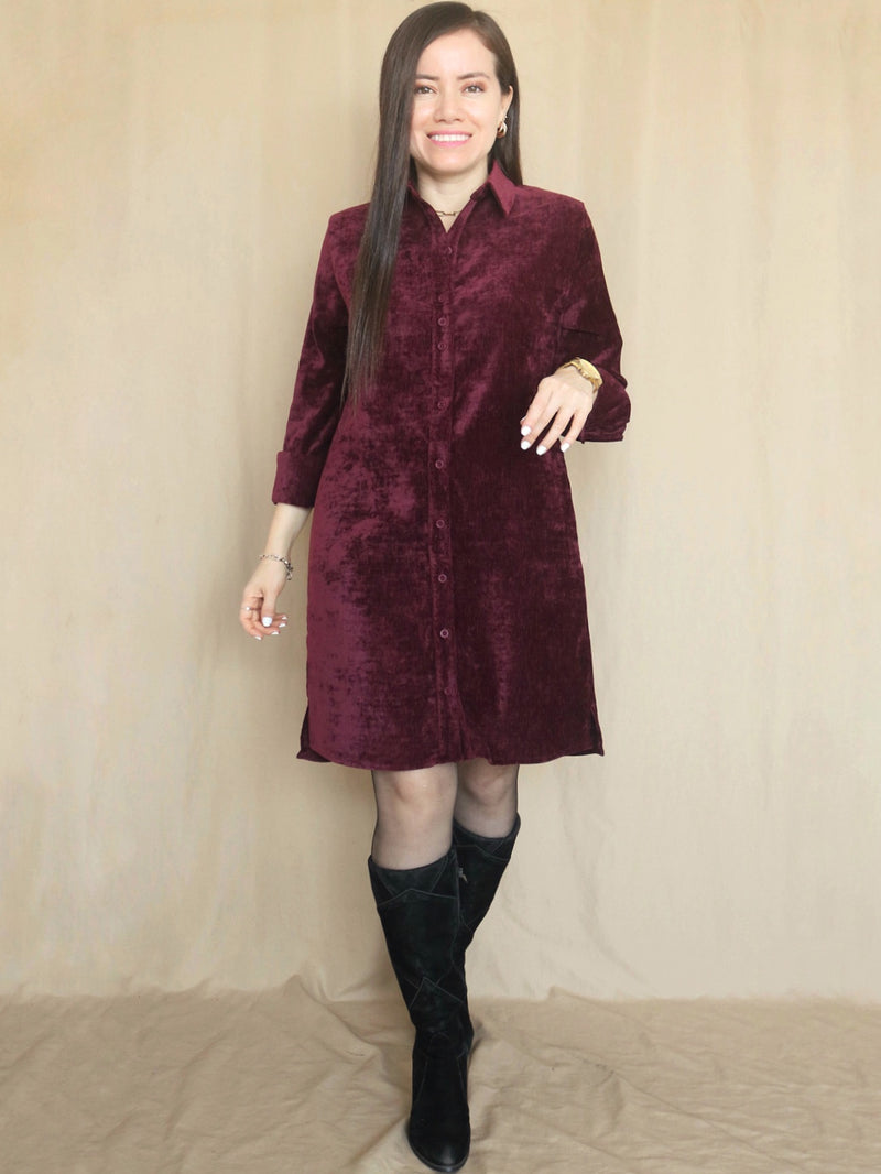 VESTIDO CORTO CAPA CAMISERO GAMUZADO