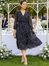 VESTIDO MIDI 3 TIEMPOS ESTAMPADO AZUL (O)